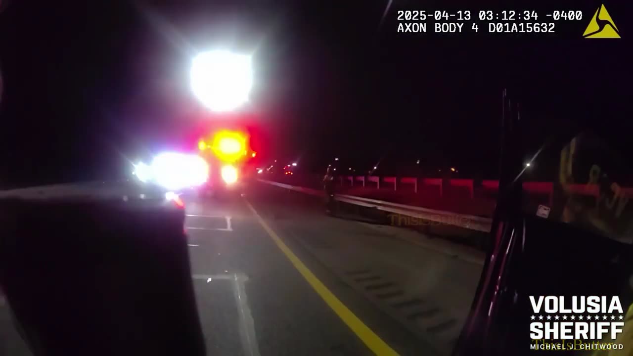 SUV runs off the highway on scene of a car vs. deer crash in Volusia County
