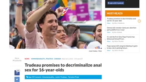 Trudeau to lower Age of Consent for Anal Sex