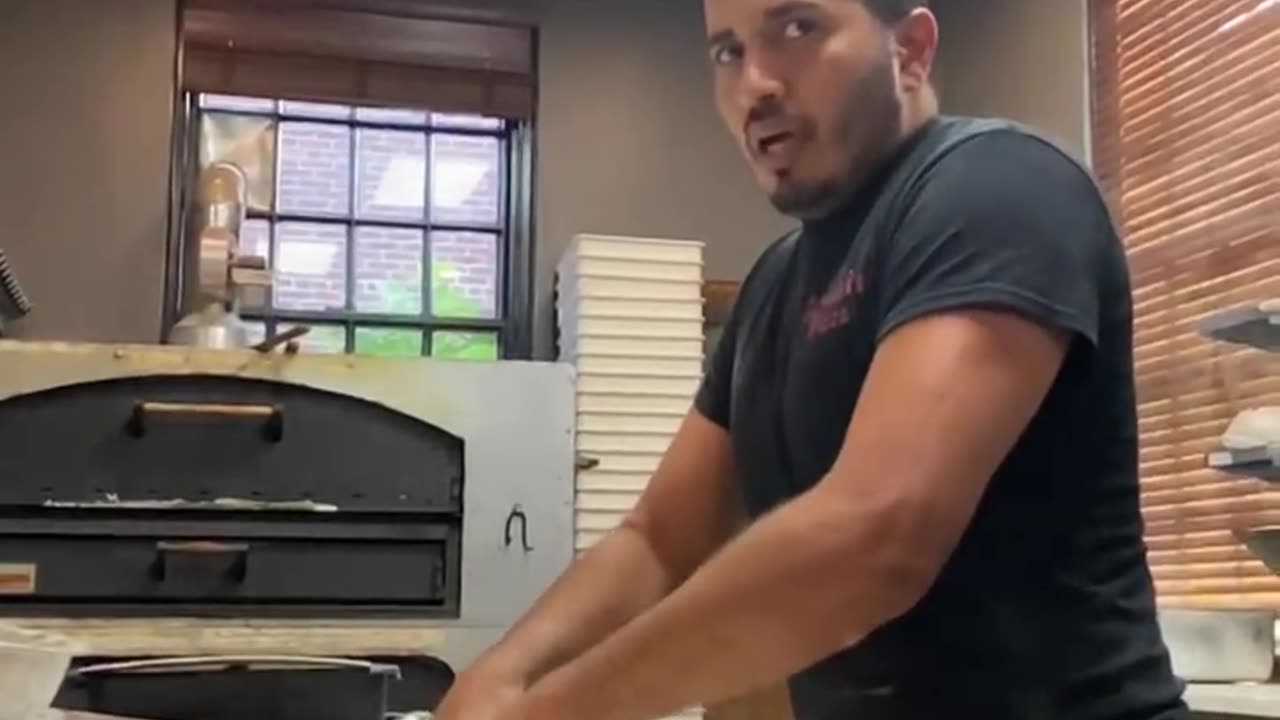 Slow motion pizza toss
