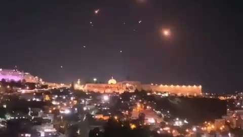 Scenes capture Iranian missiles fly over Al-Aqsa Mosque