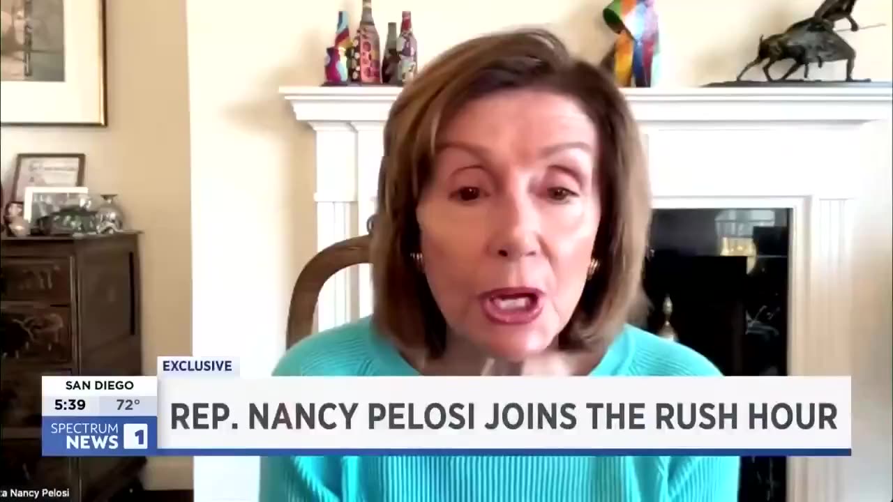 Nancy Pelosi loses her mind and starts waving when a video of President Trump...