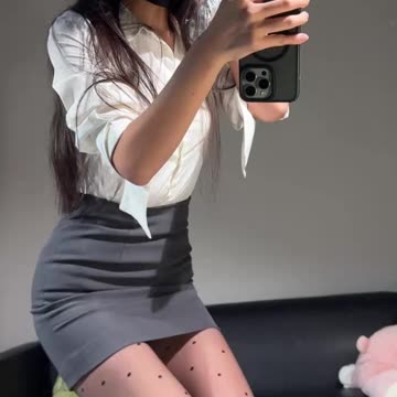 Office Temptation: Spotted Tights and Secretary Skirt Tease