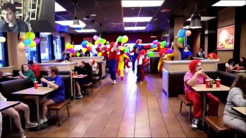 Outtake #3,019 Of The Clowns Roaming Around A Taco Bell Restaurant At A Fake Funny Parody Video