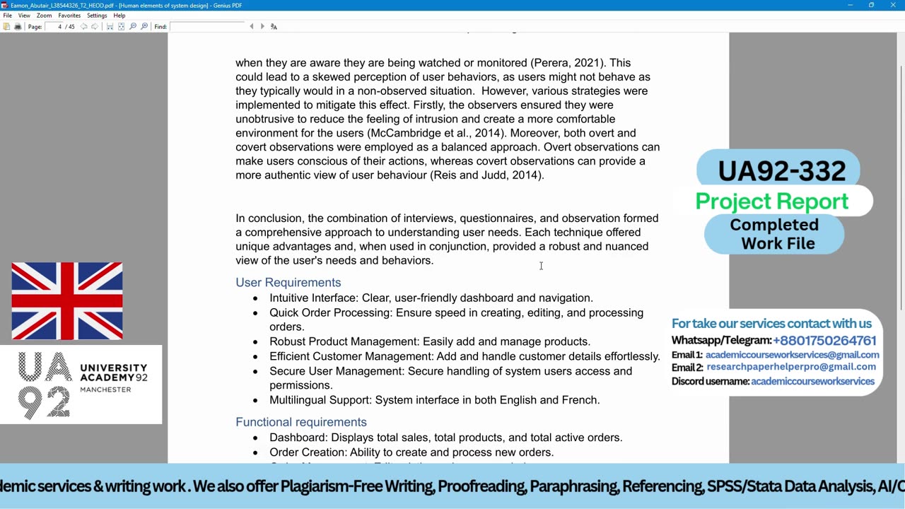 Client Work (Report) | UA92-332 Human Elements of System Design | UA92 Manchester