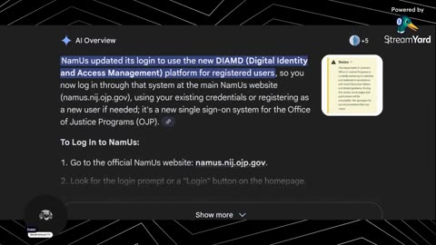 "765" NAMUS 2.0 (DIAMD) LACK OF TRANSPARENCY WHAT ARE THEY HIDING?