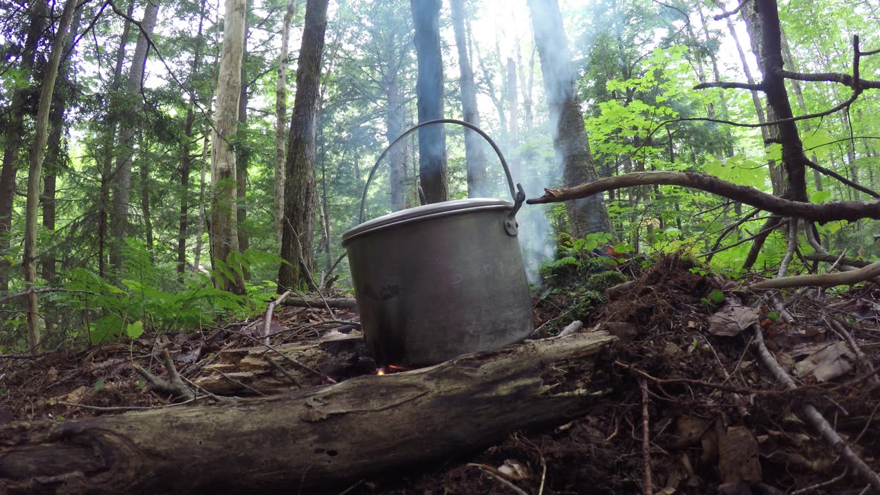 Thursday, June 8, 2023, cooking at my hidden spot on the Long Trail in Vermont