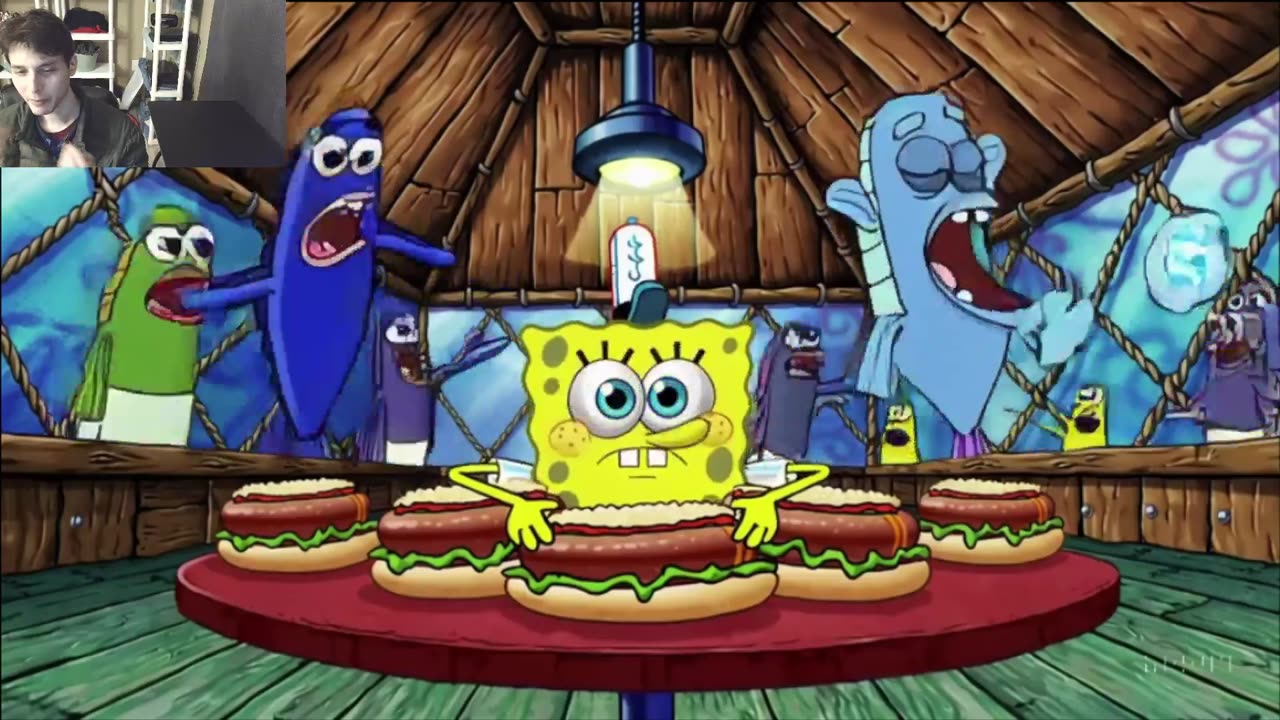 Outtake #3123 Of SpongeBob SquarePants Attempts The Vegan Hot Dog Eating Challenge Fake Funny Parody