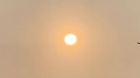 Plane flys behind the SUN