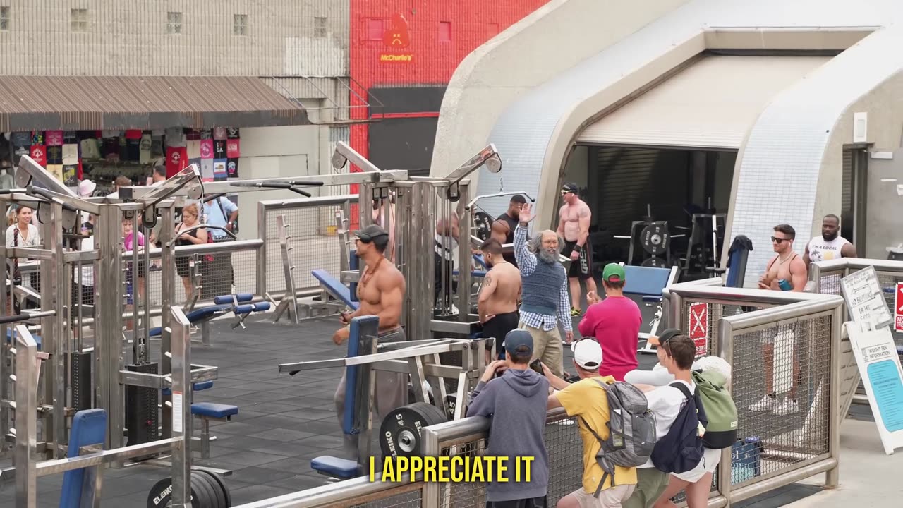 Old Man Powerlifter At Muscle Beach | Anatoly GYM PRANK