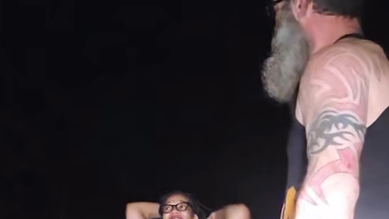 Dog lady projectile vomiting and her husband almost knocked her