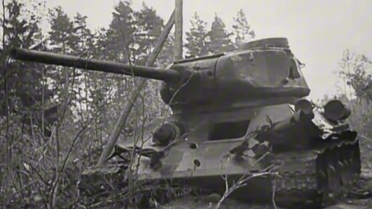 View from the ground as Ju 87 Stukas attack Soviet armor on the Eastern Front in late 1944