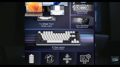 Redragon K673 PRO 75% Wireless Gasket RGB Gaming Keyboard, 3-Modes 81 Keys Compa