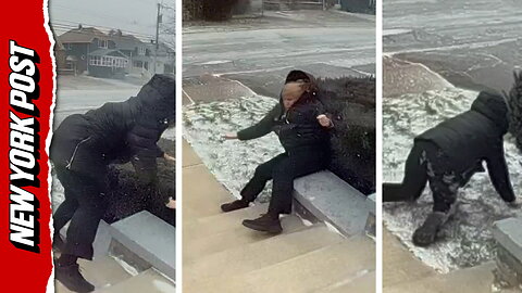 Strong winds send woman flying off porch during winter storm