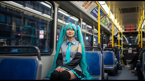 🇯🇵Japanese Hatsune miku Cosplay Sitting inside the MTA BUS