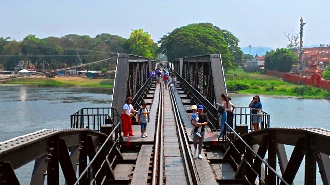 AMAZING 4K Train View Crossing the Bridge On the River Kwai