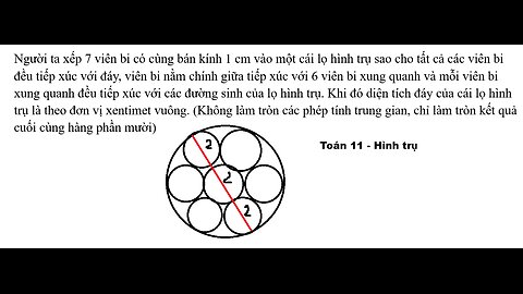 Toán 11: Người ta xếp 7 viên bi có cùng bán kính 1 cm vào một cái lọ hình trụ sao cho tất cả
