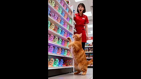 🐱✨ Cute Cat Shares Colorful Neon Squirrel Toys And Makes New Friends #hmminds