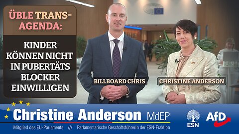Billboard Chris trifft Christine Anderson im EU-Parlament