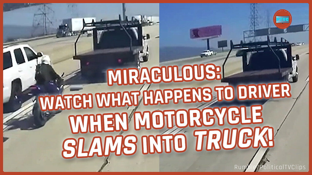 Miraculous: Dashcam Shows Motorcycle Plow Into Truck on Freeway — But Watch What Happens to Driver!
