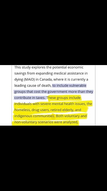 Canadian Gov estimates it can save a trillion dollars if they kill 14.7 million with MAID