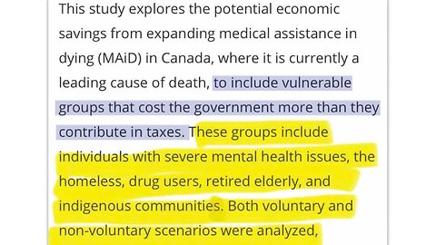 Canadian Gov estimates it can save a trillion dollars if they kill 14.7 million with MAID