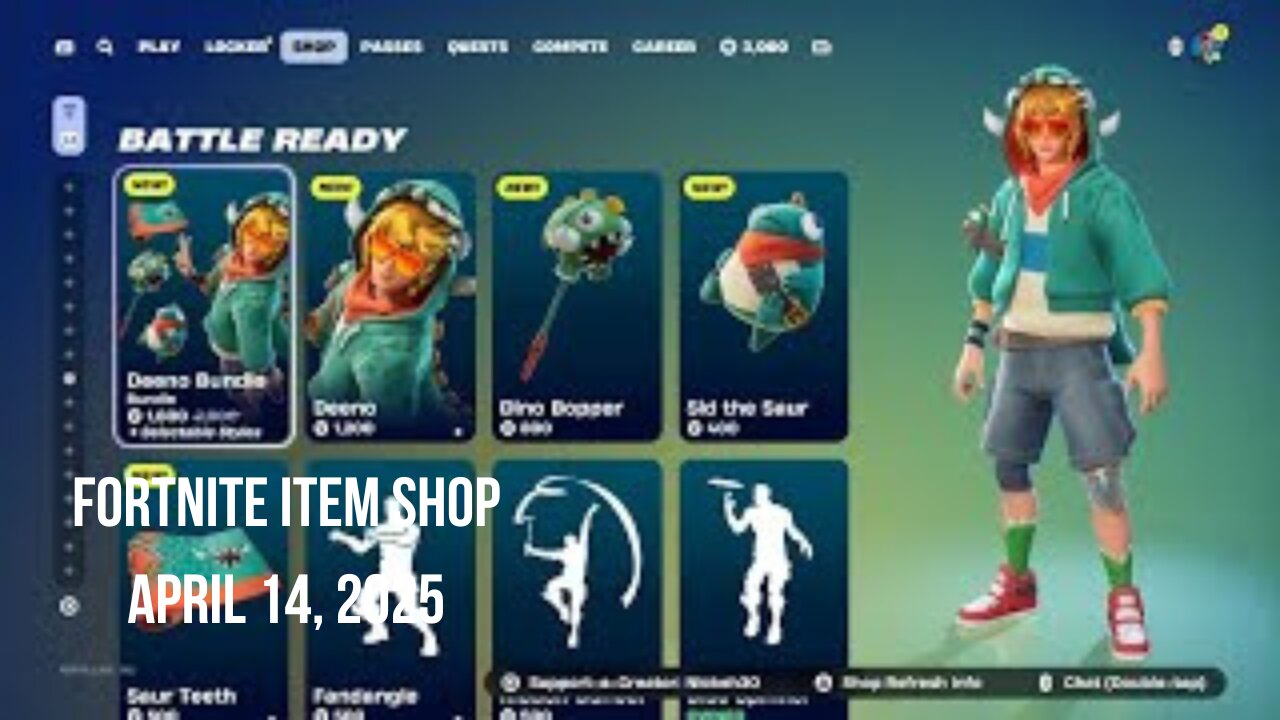 Fortnite Item Shop|April 14, 2025(*New* Deeno Bundle, Jam Tracks, & Emotes)