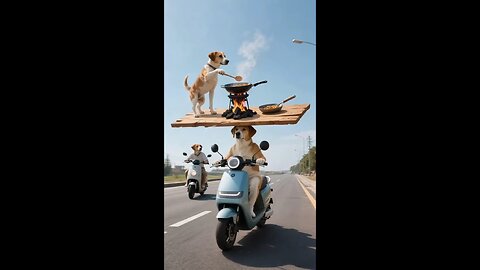 Cat making food on top of bike driving head 😱
