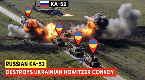 Russian Ka-52 Helicopter Destroys Ukrainian Howitzer Convoy in Epic Fashion!
