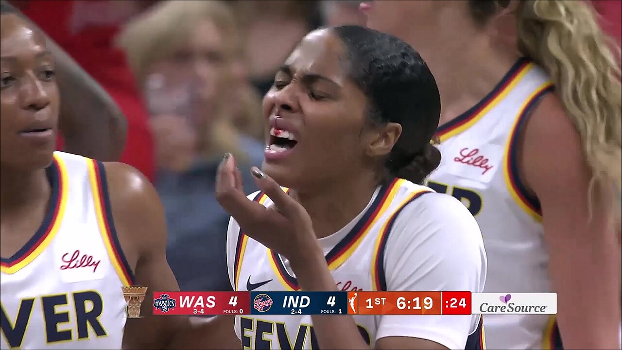 🤕 Colson BANGS FACE on Sykes head, helped off | Indiana Fever WNBA womens basketball