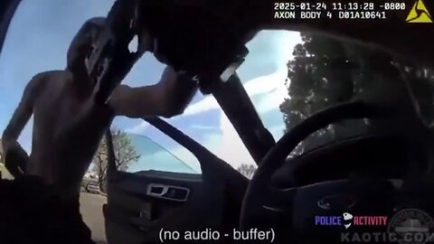 Man takes an incompetent female officer's weapon.
