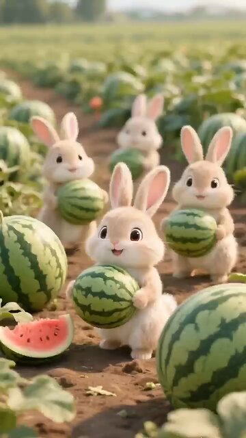 watermelon 🍉 eating by rabbit