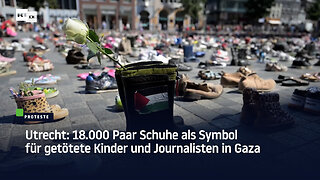 Utrecht: 18.000 Paar Schuhe als Symbol für getötete Kinder und Journalisten in Gaza
