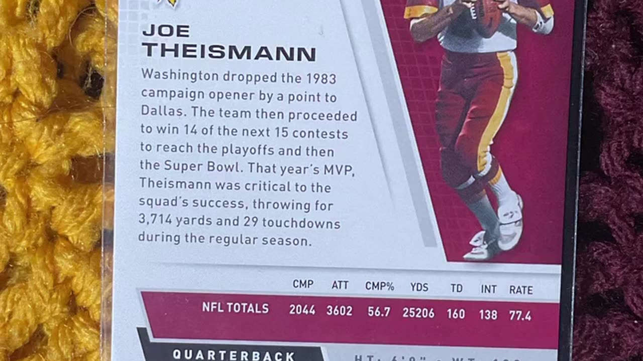 2020 PLAYOFFS Series - Redskins Joe Theismann , LIKE FOLLOW for FOOTBALL Card Videos