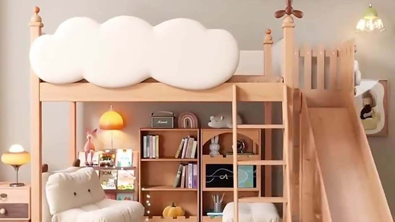 Product Link in Bio Cloud Castle Slide & Sleep Playhouse Kids Bed