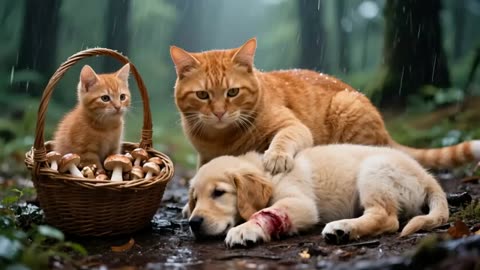 Ginger and mama cat cartoon