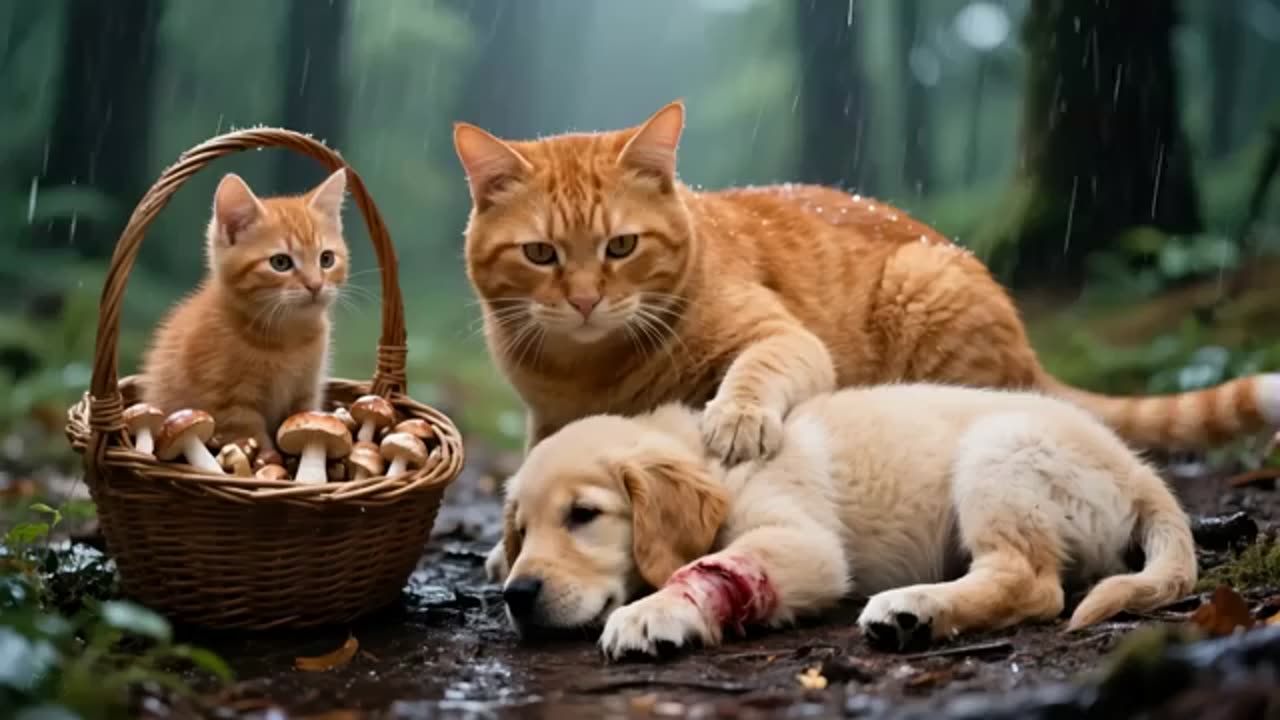 Ginger and mama cat cartoon