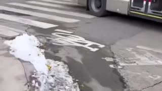 A crazy woman sat in front of a bus in Chicago so it can't move, then she starts yelling