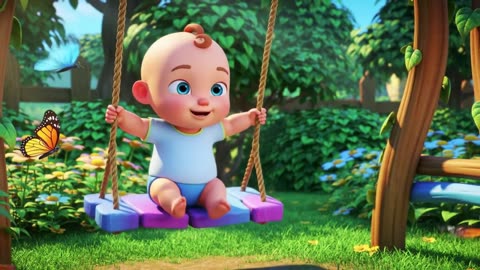 Happy Baby Swinging in the Garden! 👶🌸