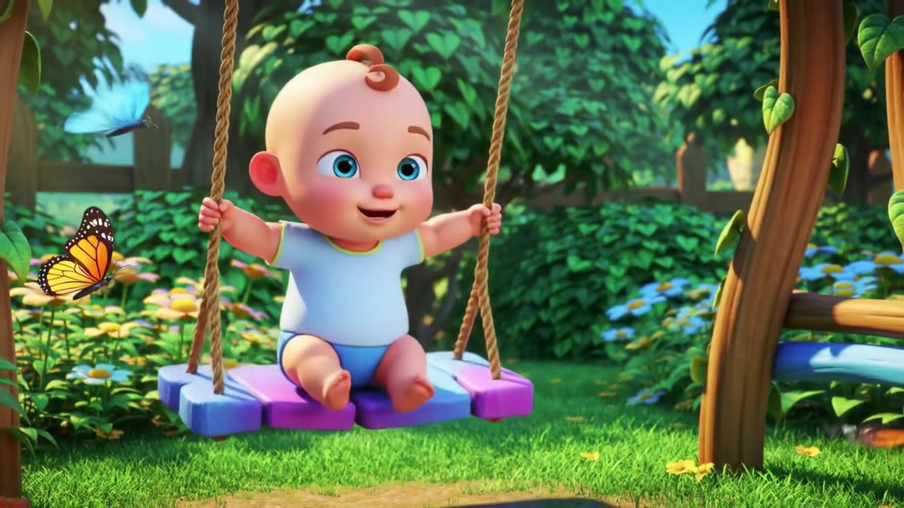 Happy Baby Swinging in the Garden! 👶🌸