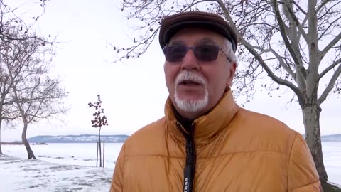 Hungary's Lake Balaton freezes for the first time in years