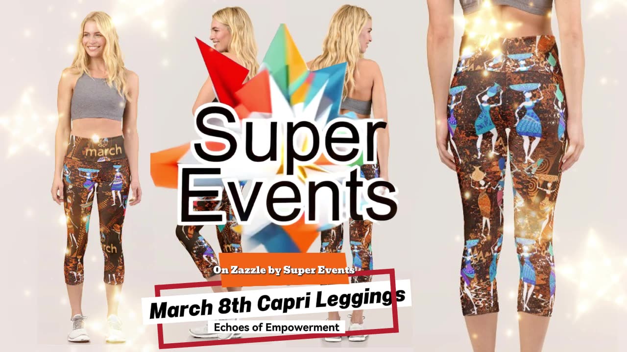 Echoes of Empowerment: March 8th Capri Leggings by Super Events On Zazzle
