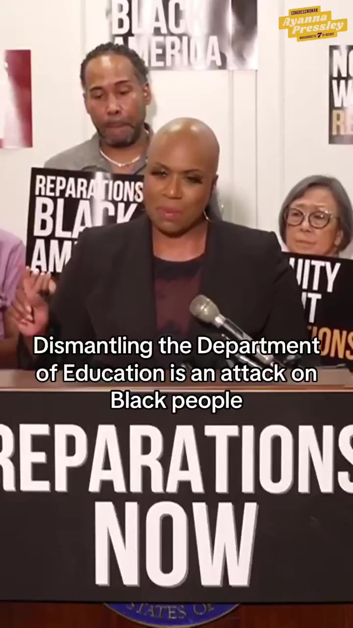Rep Ayanna Pressley is STILL demanding for the Trump admin to give African Americans “reparations”.