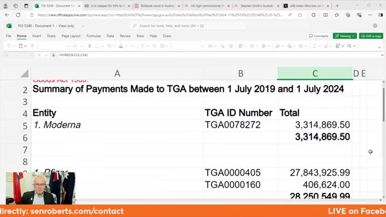 TGA Rcvd $45Mill for Convid Jabs