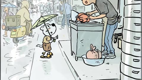 The owner of the roast duck restaurant gave meat to the mother dog for free