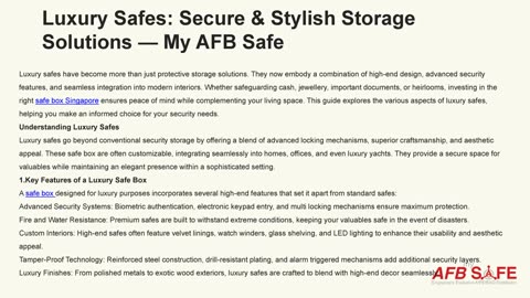 Luxury Safes: Secure & Stylish Storage Solutions — My AFB Safe