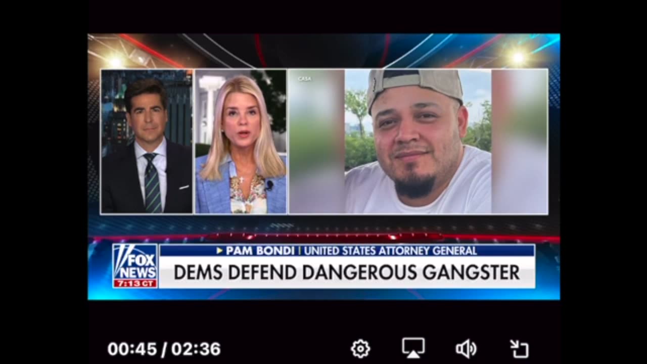 Jesse Watters w/ AG Pam Bondi Claiming Deportation of MS13 Man Is a WIN...