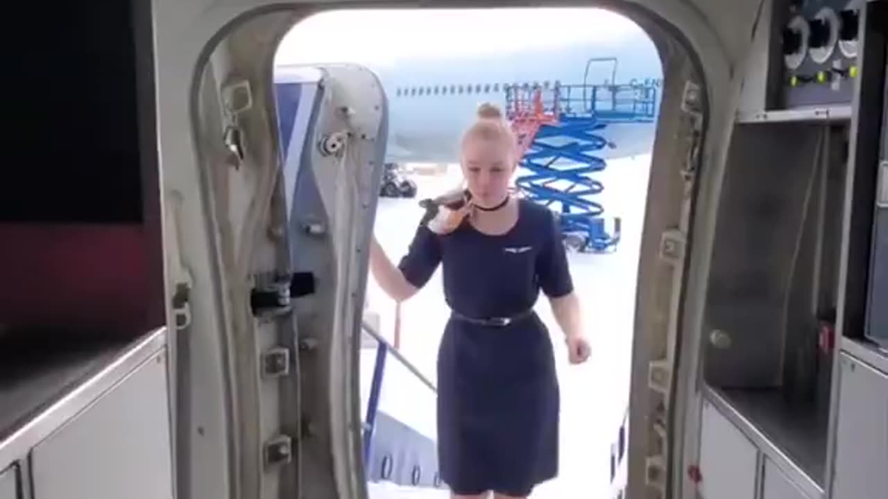 Flight attendants closing doors in different countries 🙄