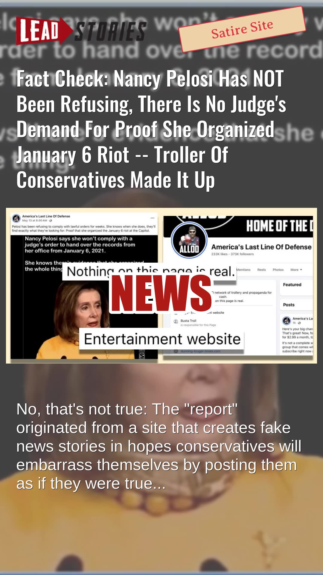 Fact Check: Nancy Pelosi Has NOT Been Refusing Judges Demand For Proof She Organized January 6 Riot