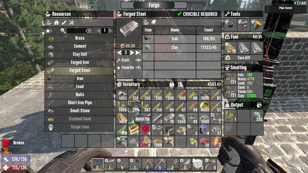 Let's play some 7 Days to Die lets try and get some Concrete made and Cobblestone and Forged Steel