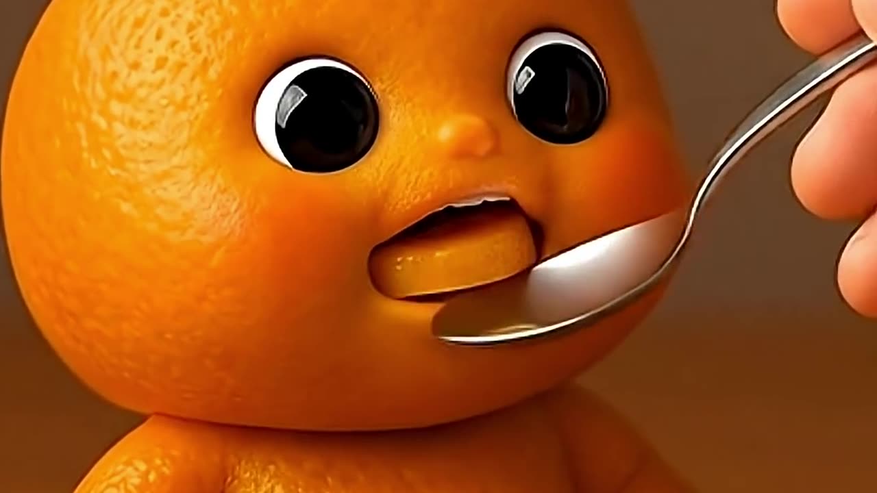 🍊 Adorable Orange Baby Eats Its Own Slice! 😂